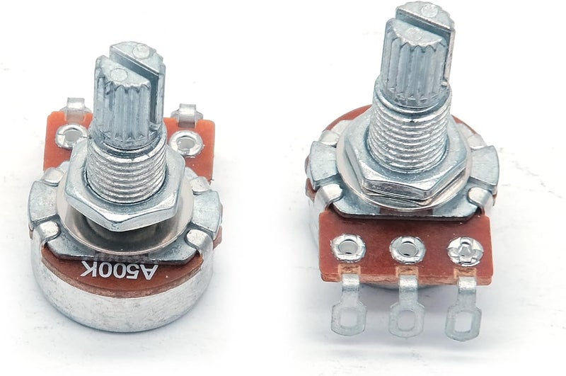 harpfeas 4PCS Mini Guitar Potentiometer Audio Volume Taper Pots for Fender Stratocaster Telecaster Guitar Bass Replacement (Long 18mm, A500K B500K) - Image 5